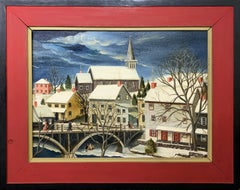 Stockton Street Bridge, New Hope, Pennsylvania, Folk Art Townscape