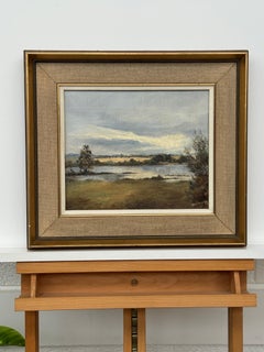 Peinture à l'huile représentant un paysage fluvial en Irlande du Nord, huile sur toile, par un artiste irlandais