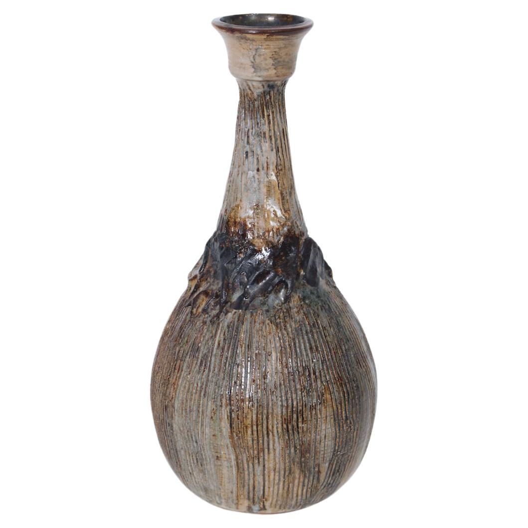 Jean Hastings Art Studio Pottery Bottle Form Vase For Sale