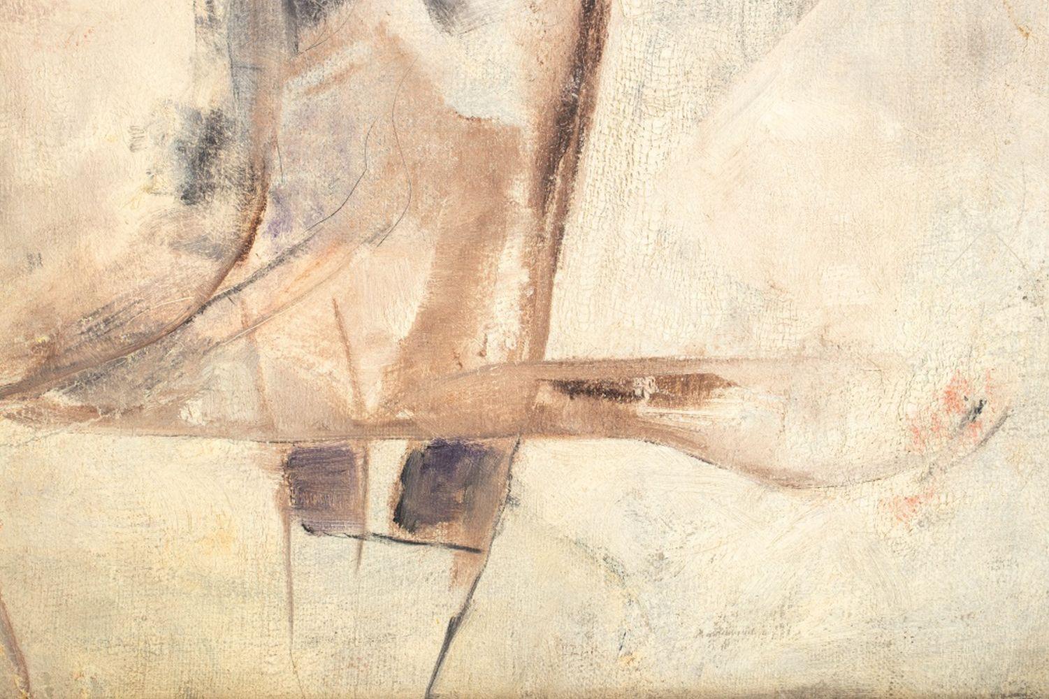 Abstract Composition (Beige), Abstract Painting, von Jean Hebbeln