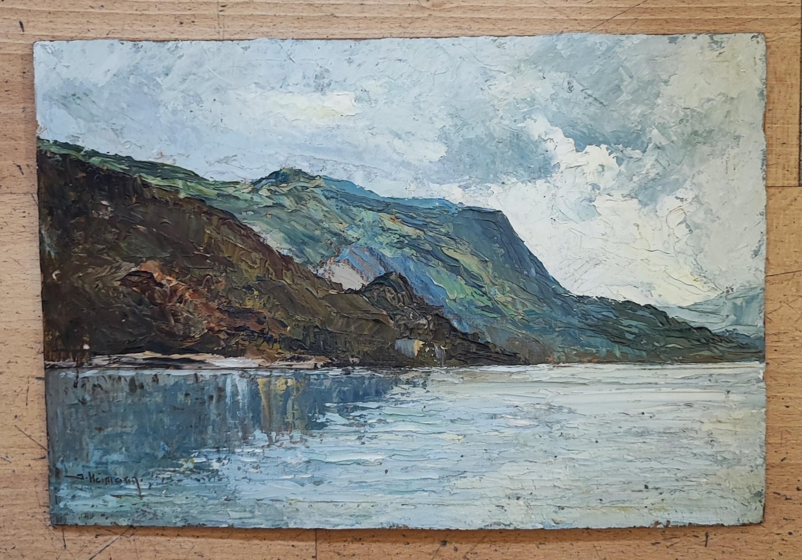 Paysage de lac et de montagne - Painting de Jean Heitmann