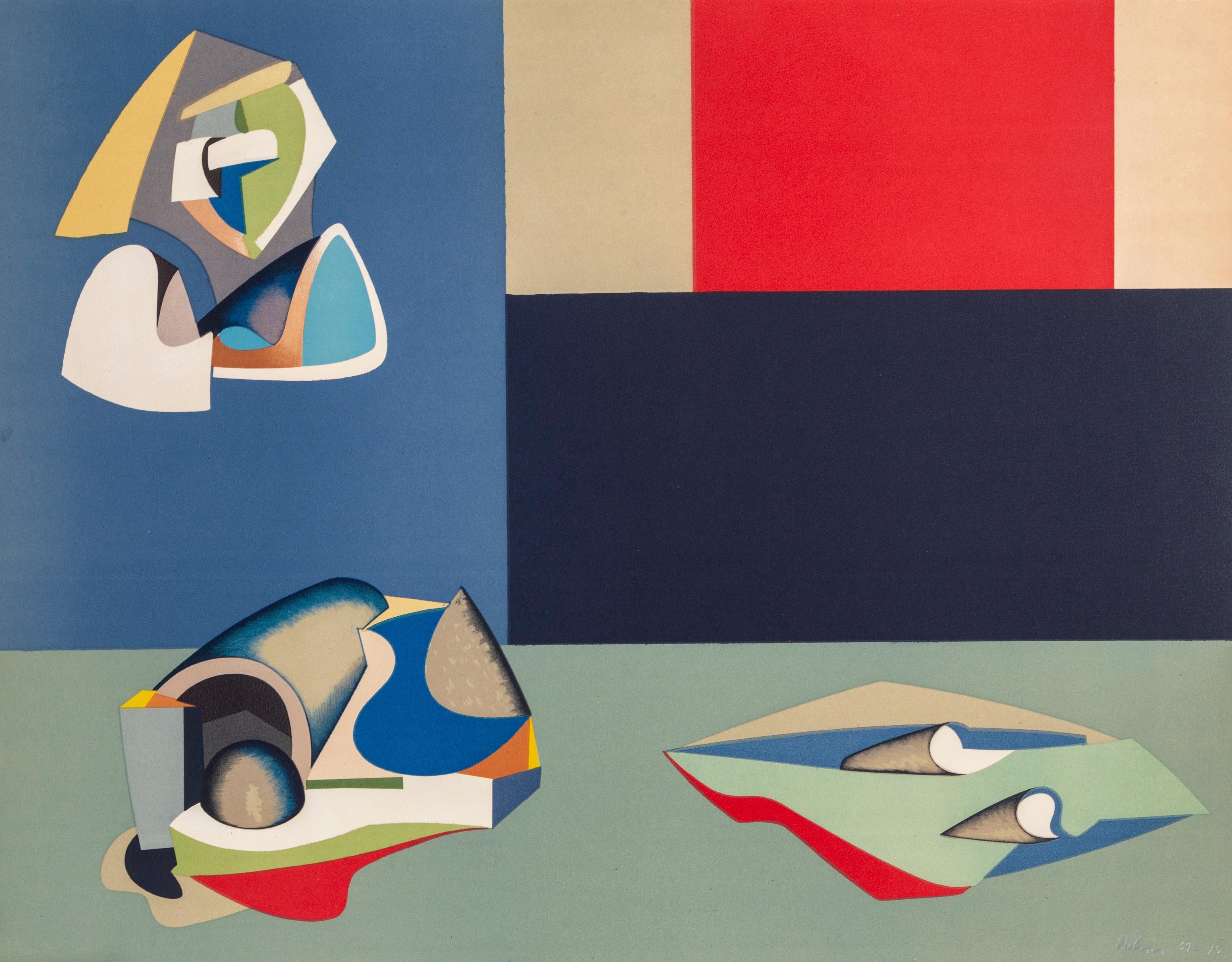 Composición cubista, litografía de Jean Helion