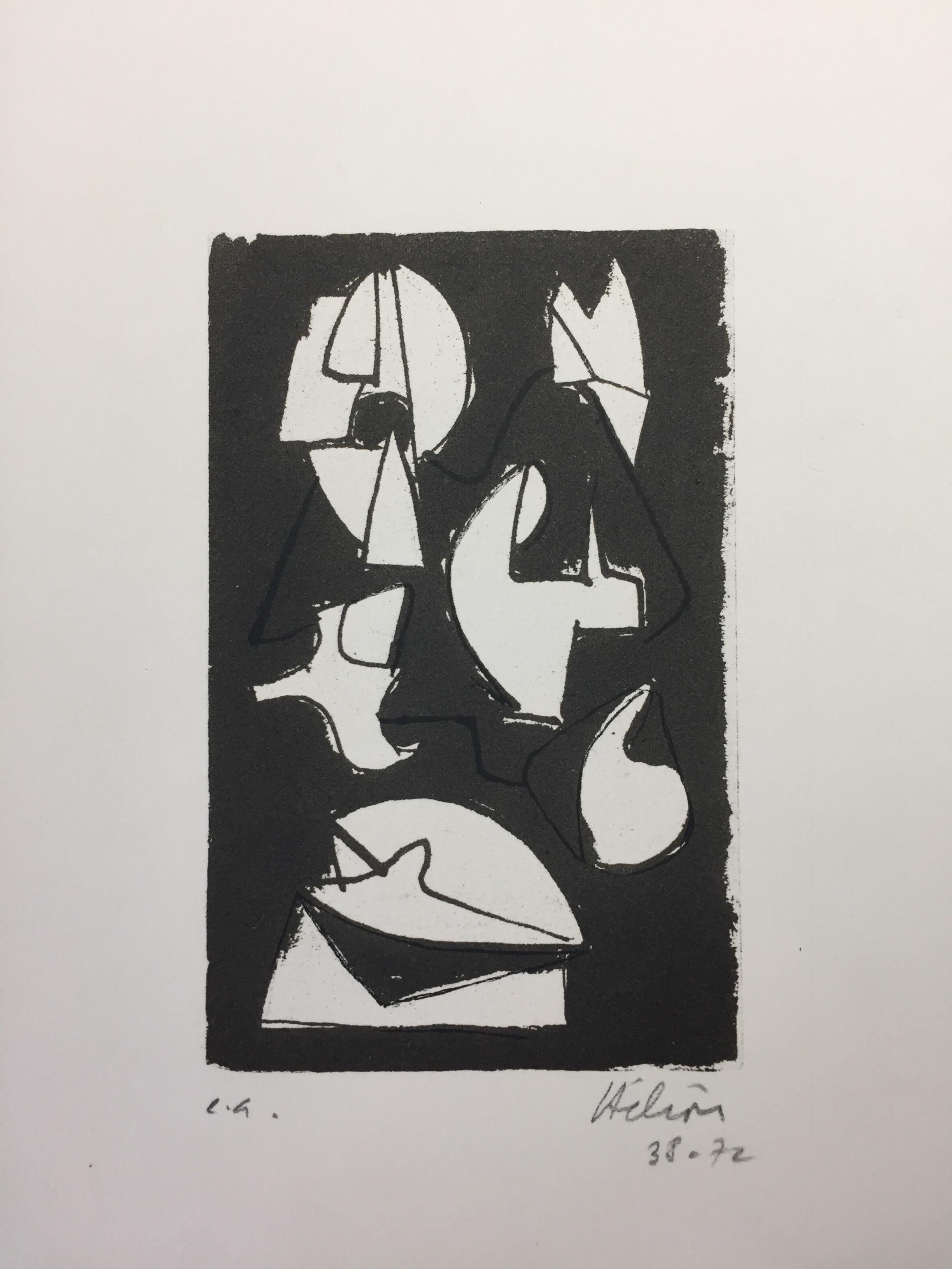 Jean Helion Abstract Print - Floating Figures n°38