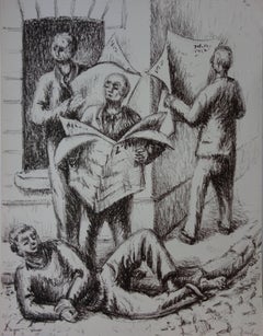 Jean Hélion - Les lecteurs du journal - lithographie - 1951