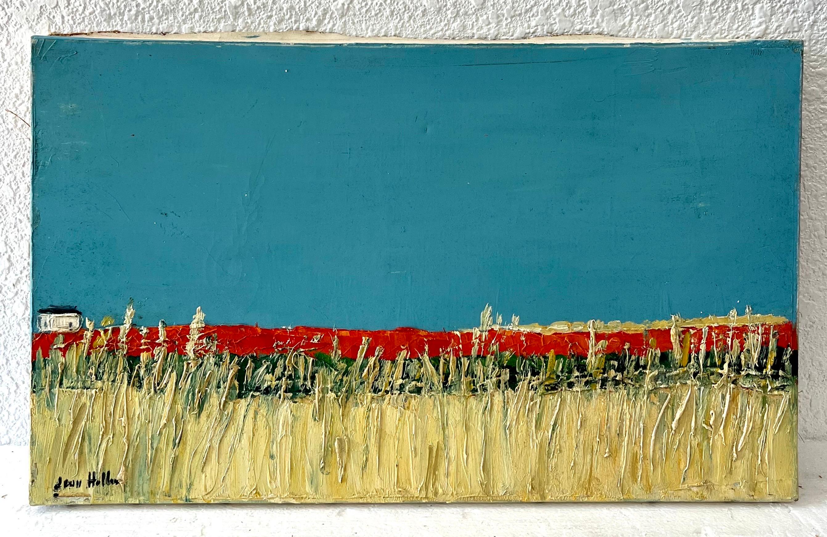 Peinture à l'huile semi-abstrait expressionniste française « Field Impasto » Jean Helleu en vente 12
