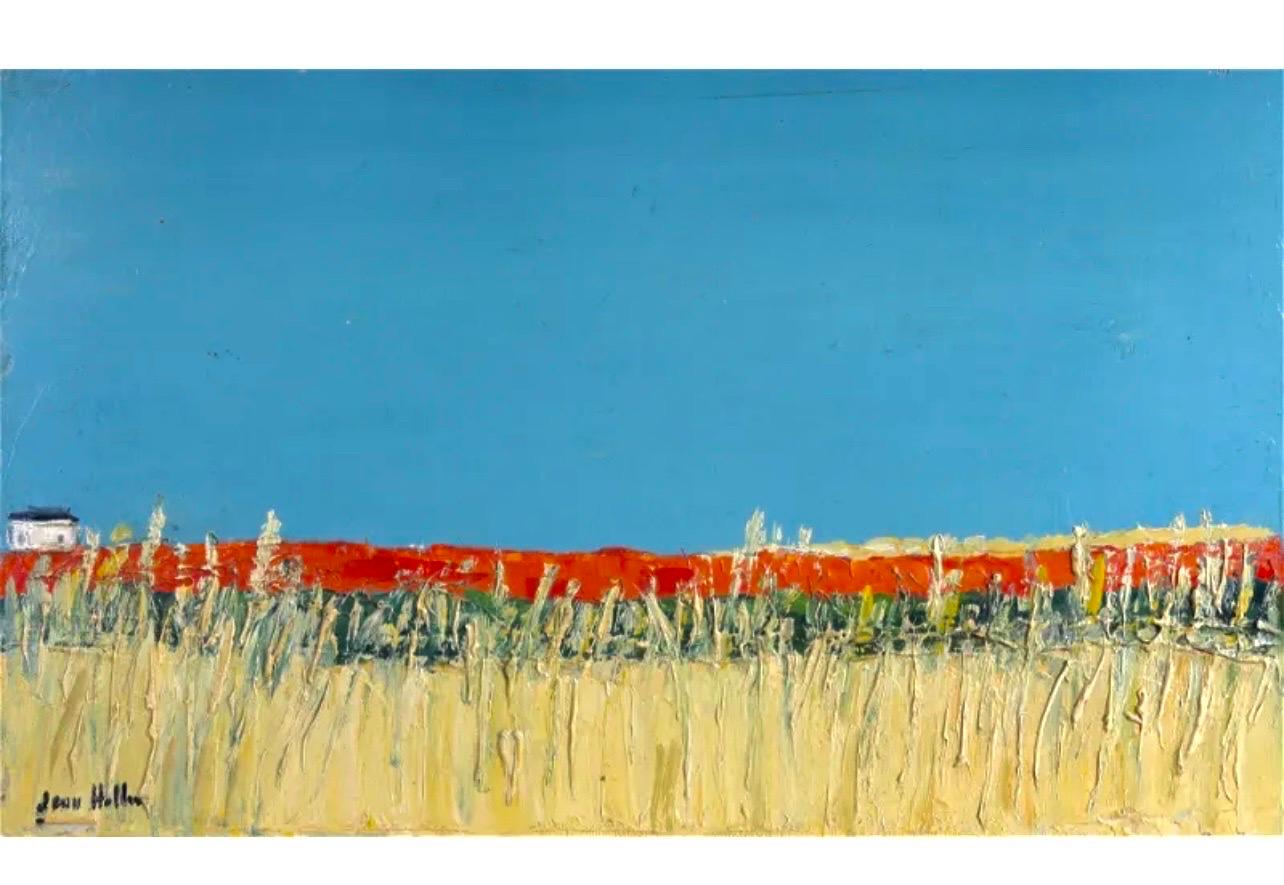 Peinture à l'huile semi-abstrait expressionniste française « Field Impasto » Jean Helleu en vente 1