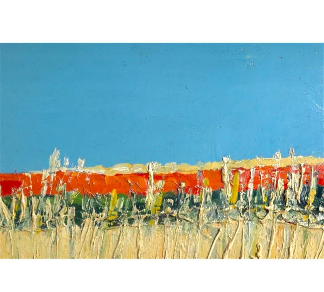 Peinture à l'huile semi-abstrait expressionniste française « Field Impasto » Jean Helleu en vente 2