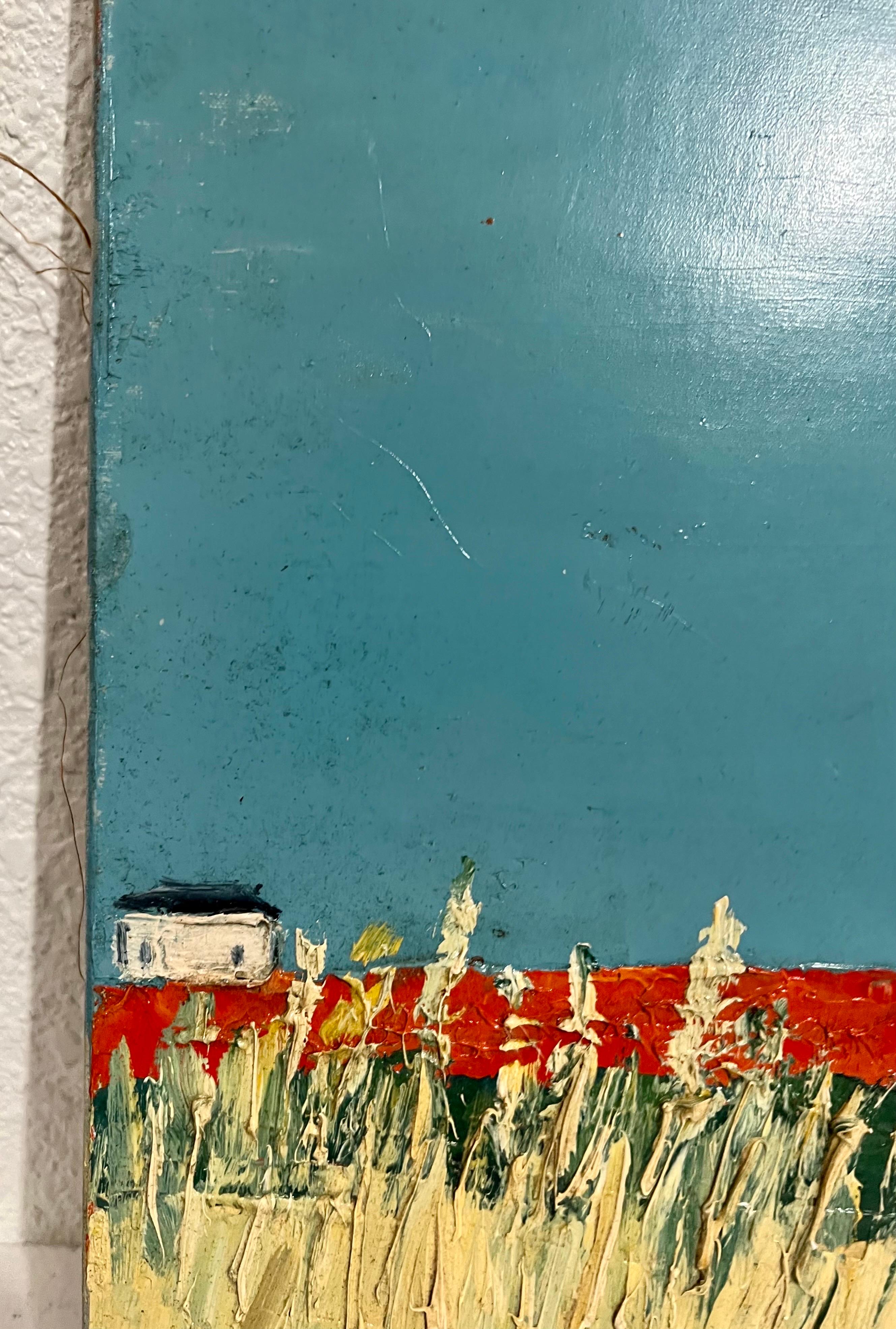 Peinture à l'huile semi-abstrait expressionniste française « Field Impasto » Jean Helleu en vente 4