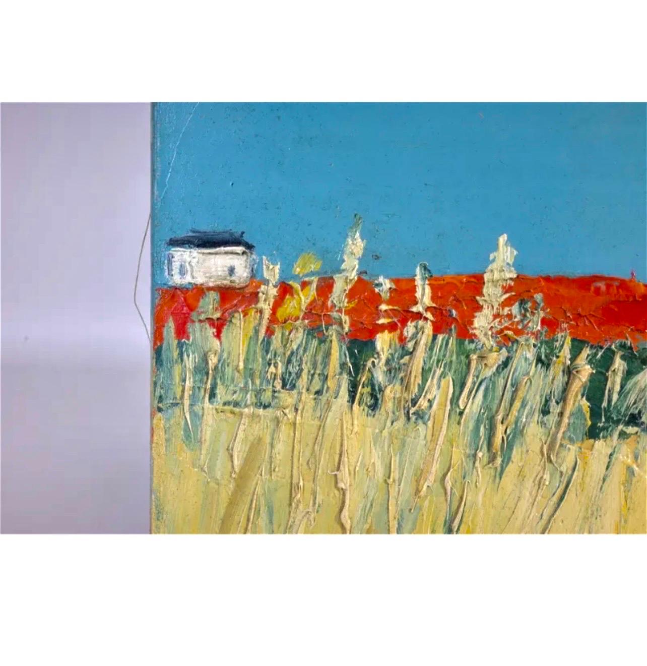 Peinture à l'huile semi-abstrait expressionniste française « Field Impasto » Jean Helleu en vente 6
