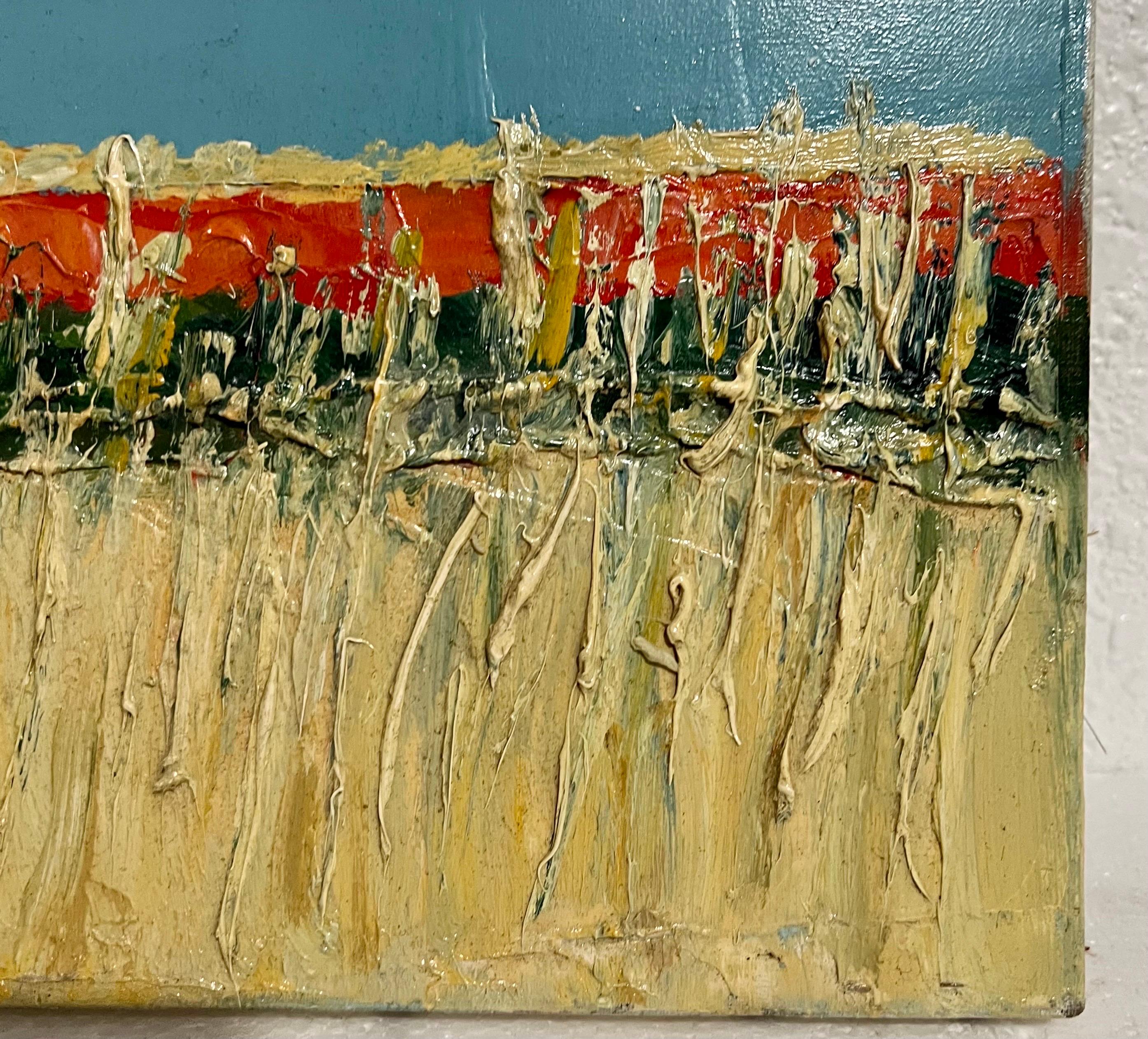 Peinture à l'huile semi-abstrait expressionniste française « Field Impasto » Jean Helleu en vente 8