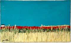 Peinture à l'huile semi-abstrait expressionniste française « Field Impasto » Jean Helleu