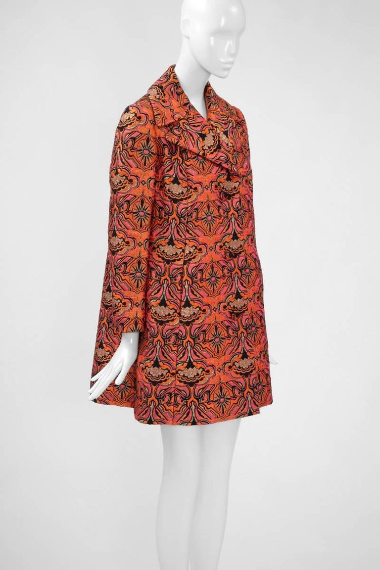 Jean Hercey Haute Couture Brocade Coat For Sale at 1stDibs