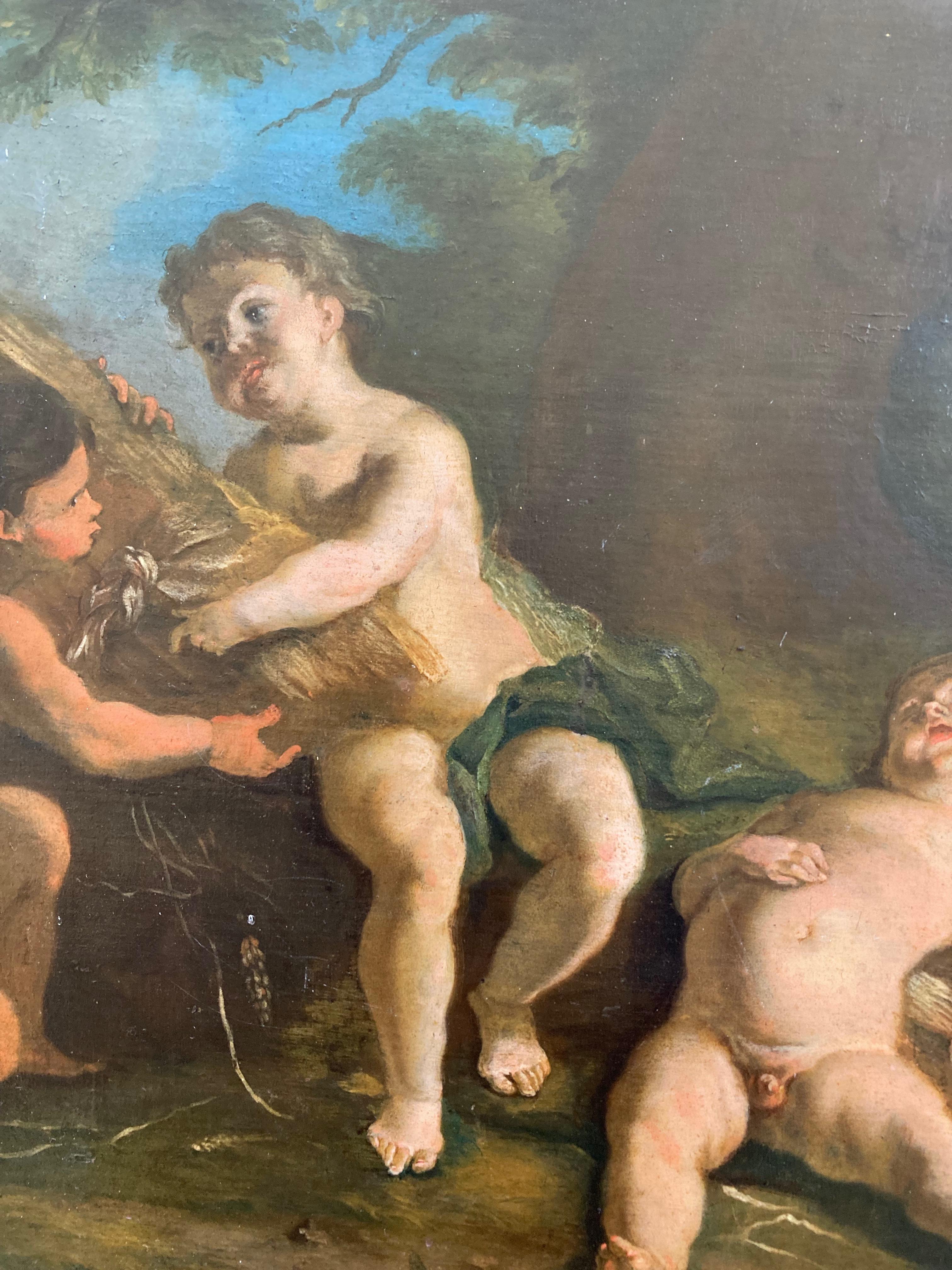 Old master painting of Cherubs cavorting in a woodland setting For Sale 5