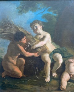 Old master painting of Cherubs cavorting in a woodland setting