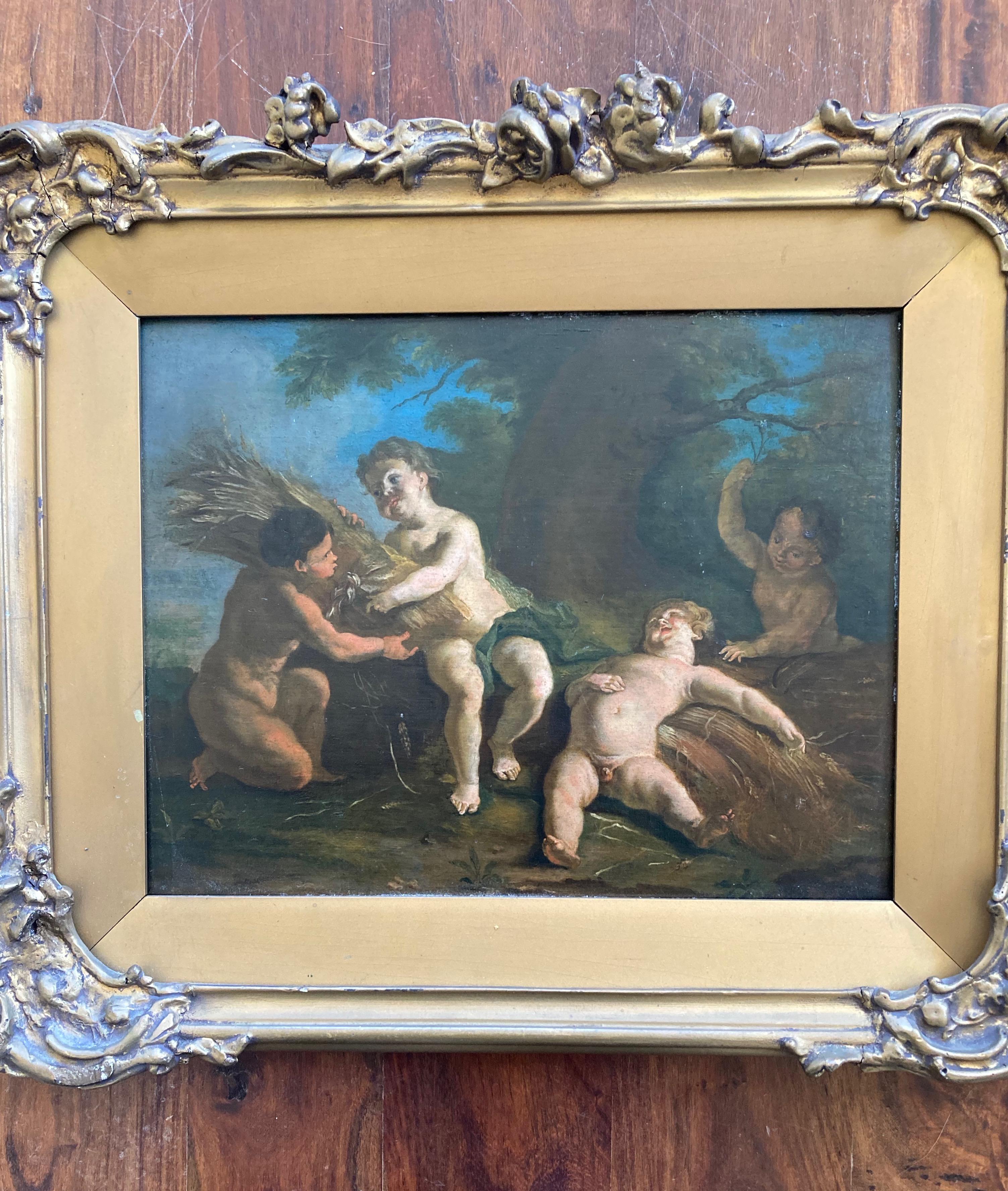 Old master painting of Cherubs cavorting in a woodland setting For Sale 2