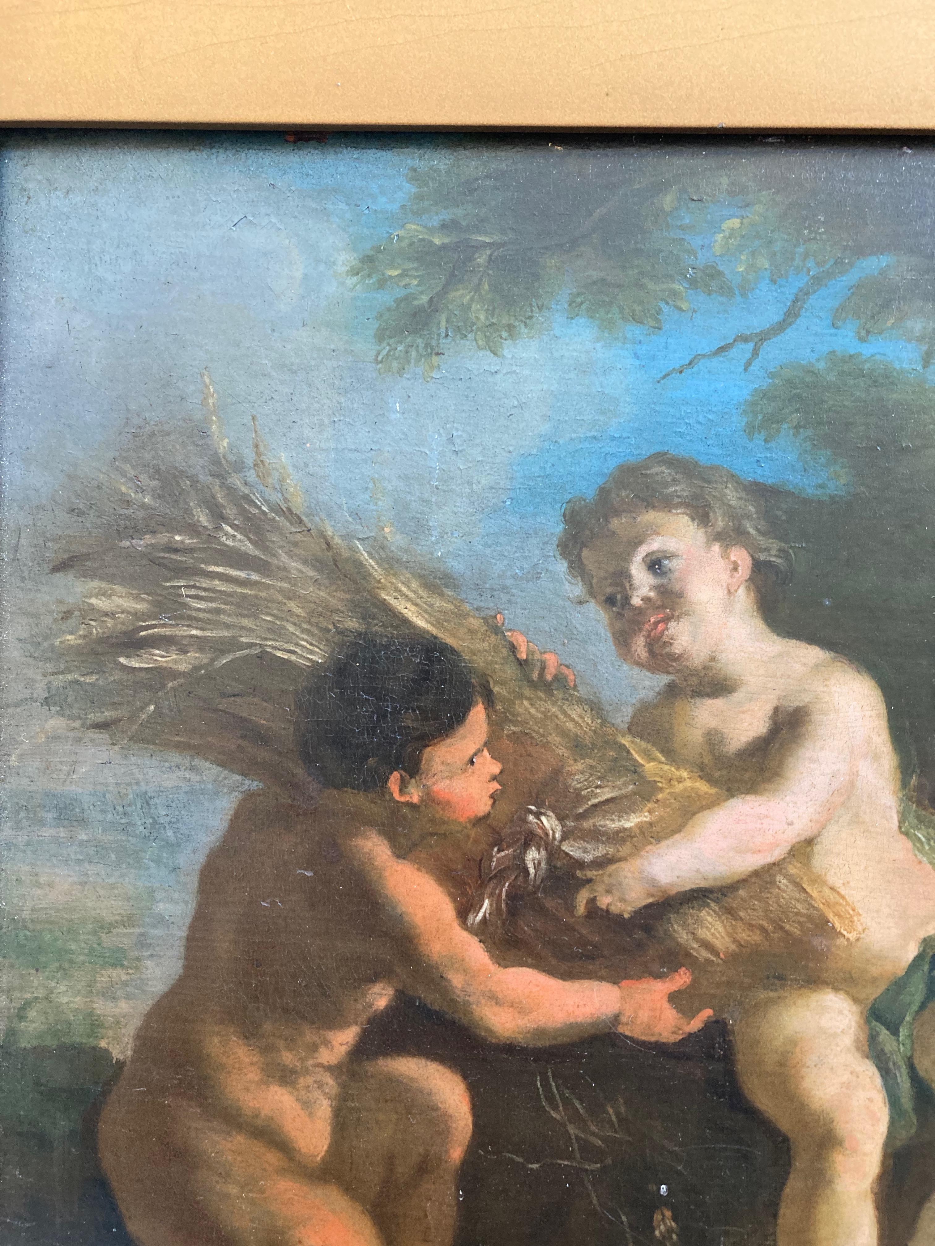 Old master painting of Cherubs cavorting in a woodland setting For Sale 3