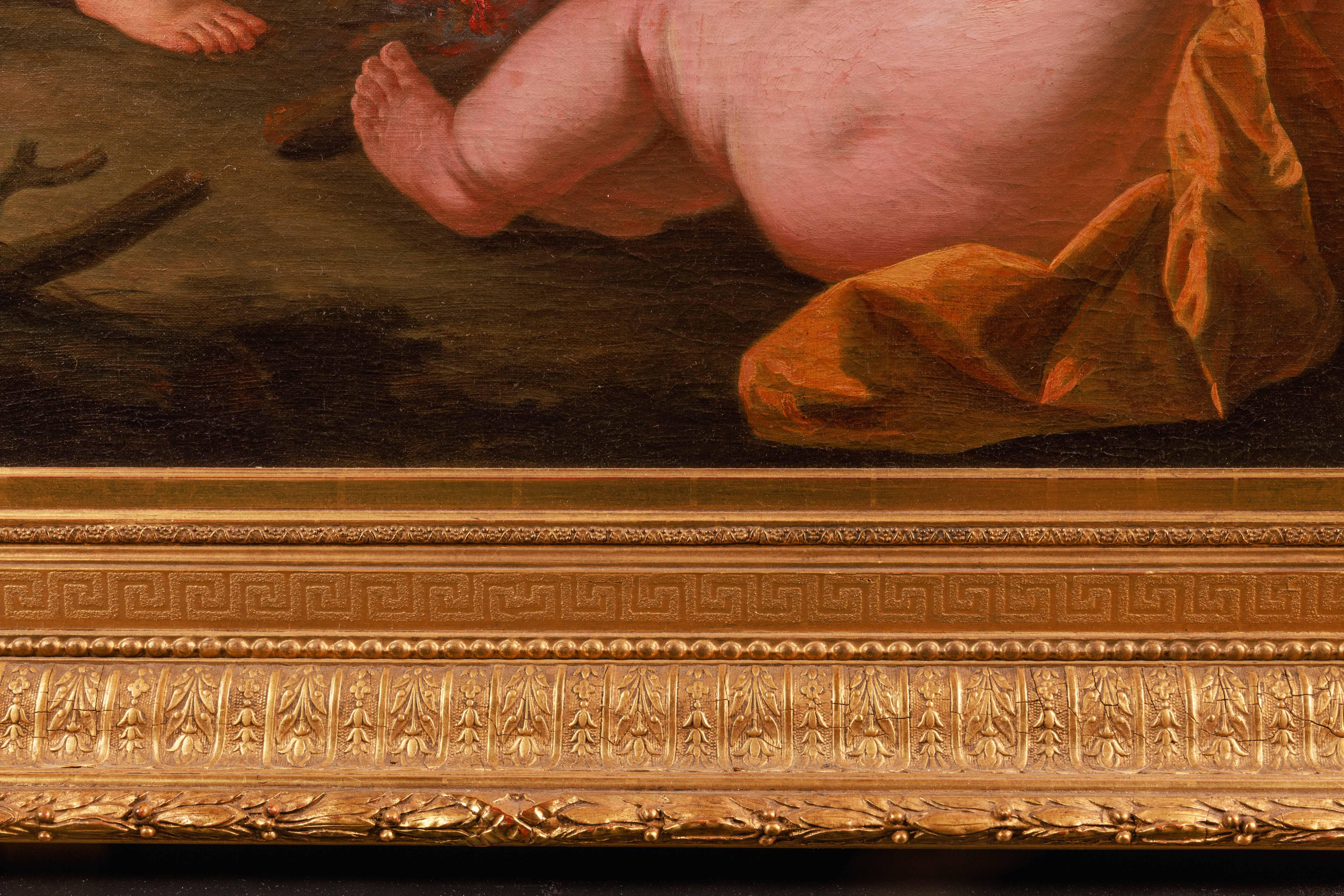 Cercle de Jean Honor Fragonard (1732-1806) Un tableau de trois putti et du feu en vente 2