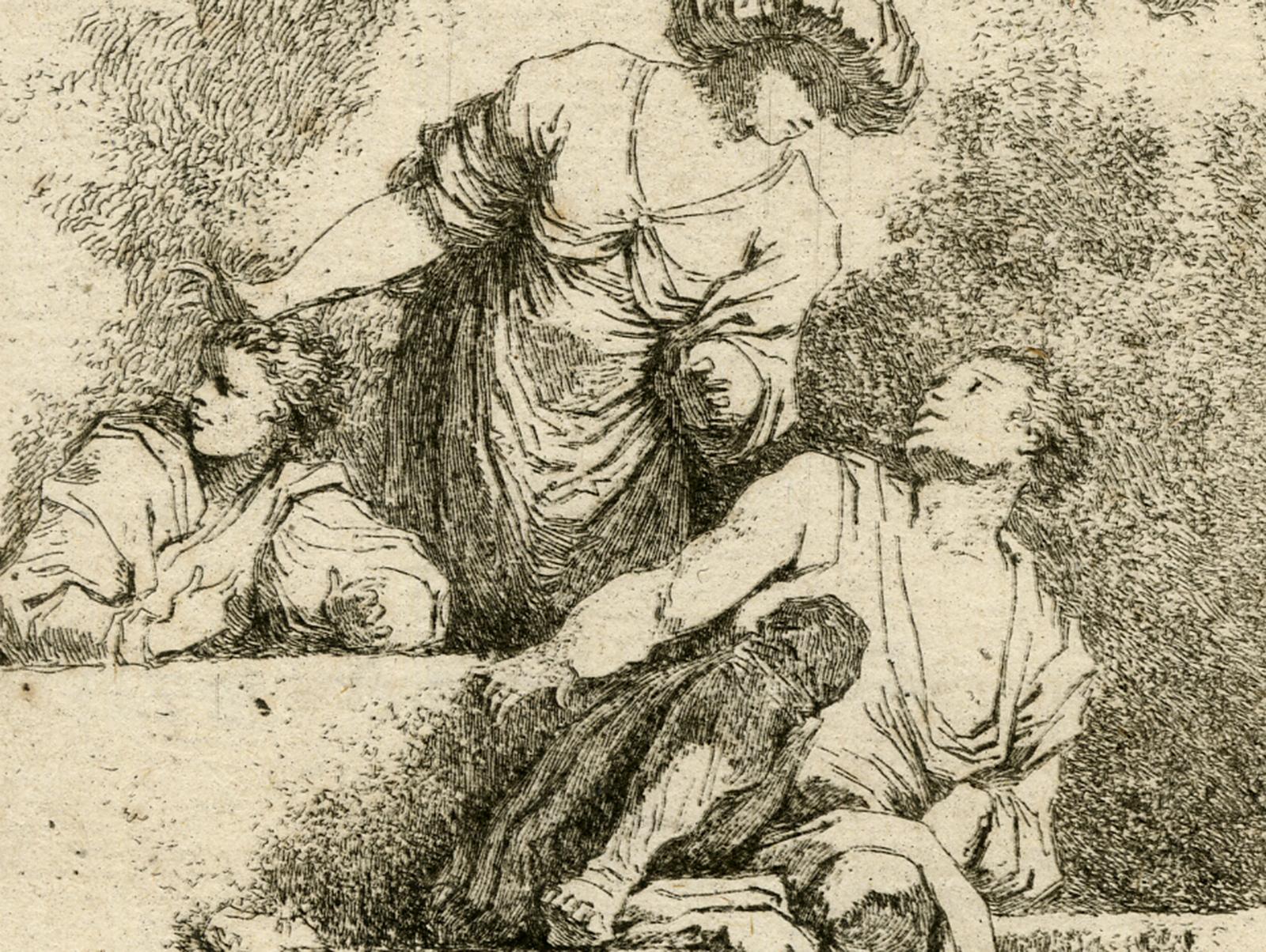 Fresco-St. Roch church-Venice by Jean Honore Fragonard - Etching - 18th Century - Beige Print by Jean-Honoré Fragonard