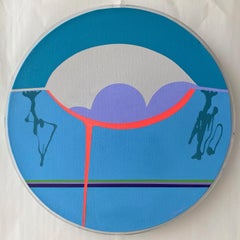 Jean Hyson “The Foundation”, Small Round Abstract Minimalist Painting, 1969