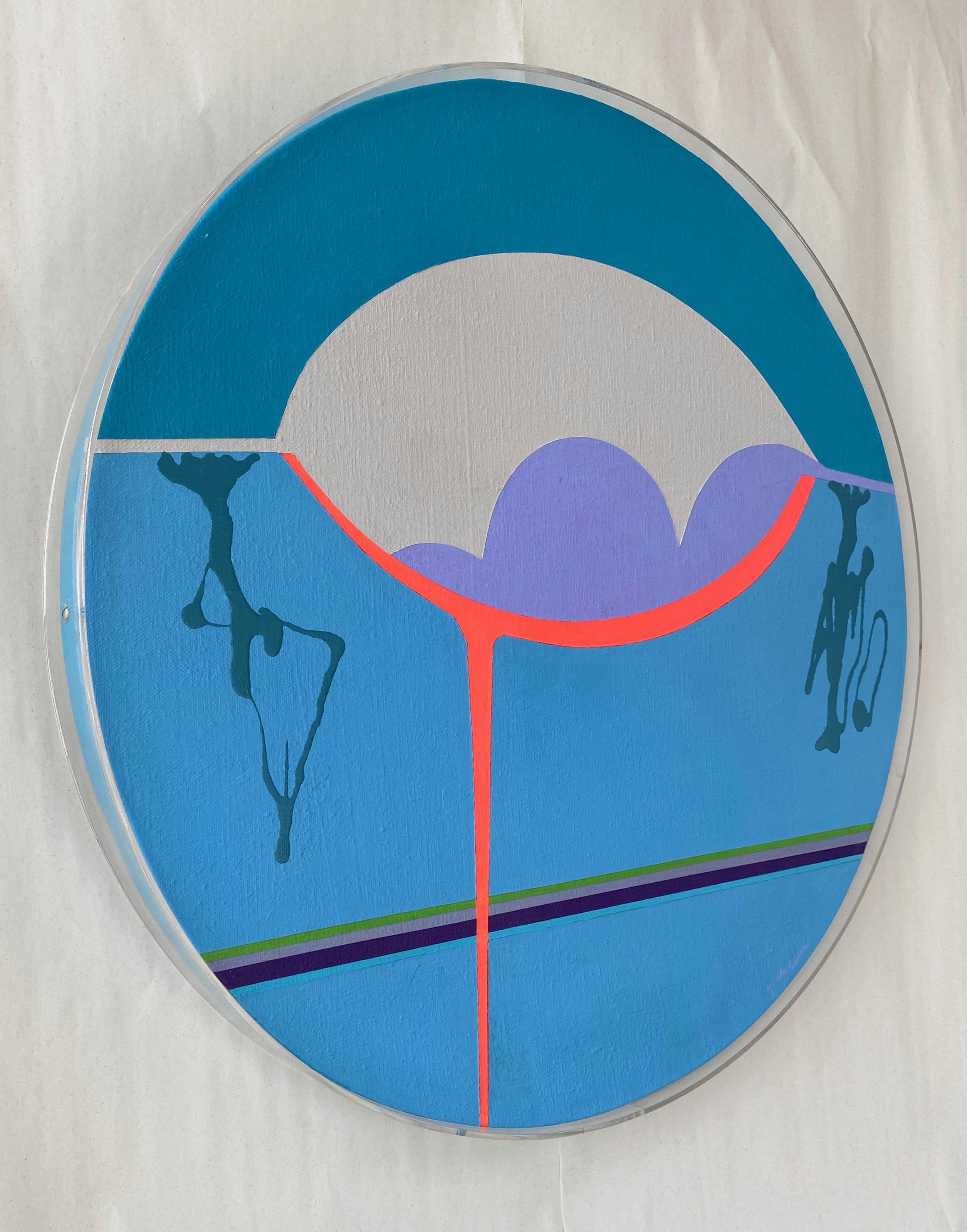 American Jean Hyson “The Foundation”, Small Round Abstract Minimalist Painting, 1969