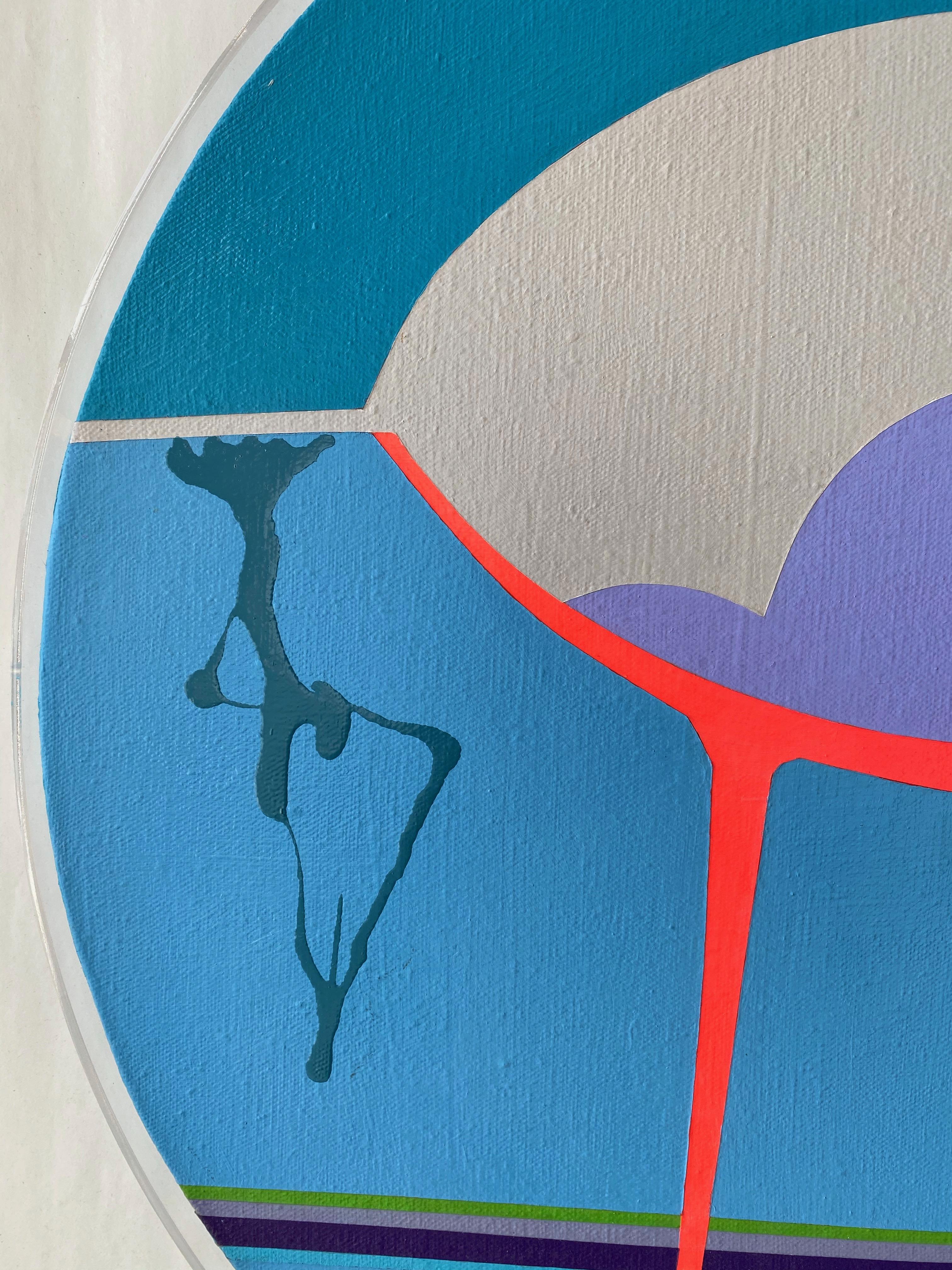 Canvas Jean Hyson “The Foundation”, Small Round Abstract Minimalist Painting, 1969