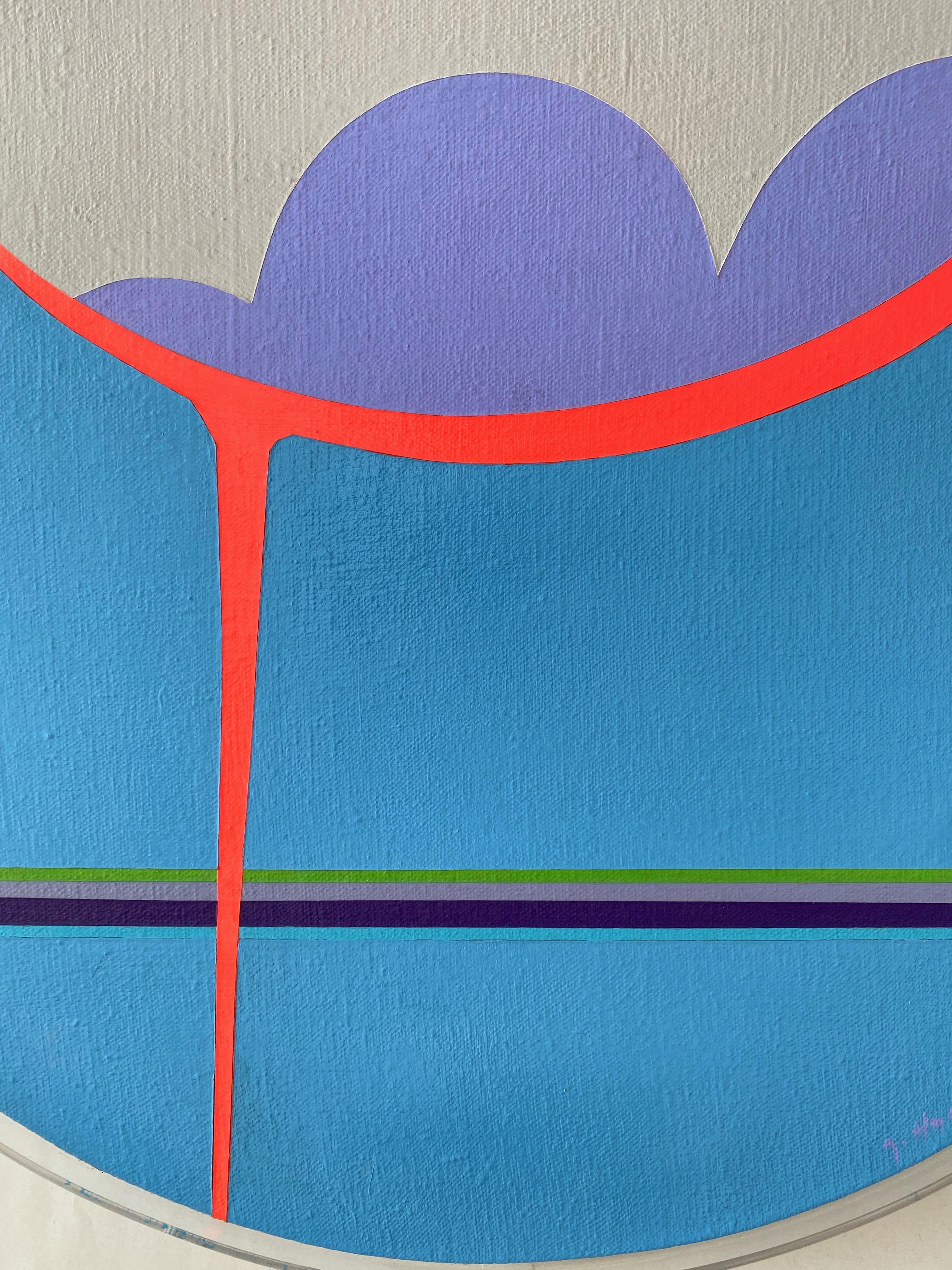 Jean Hyson “The Foundation”, Small Round Abstract Minimalist Painting, 1969 1