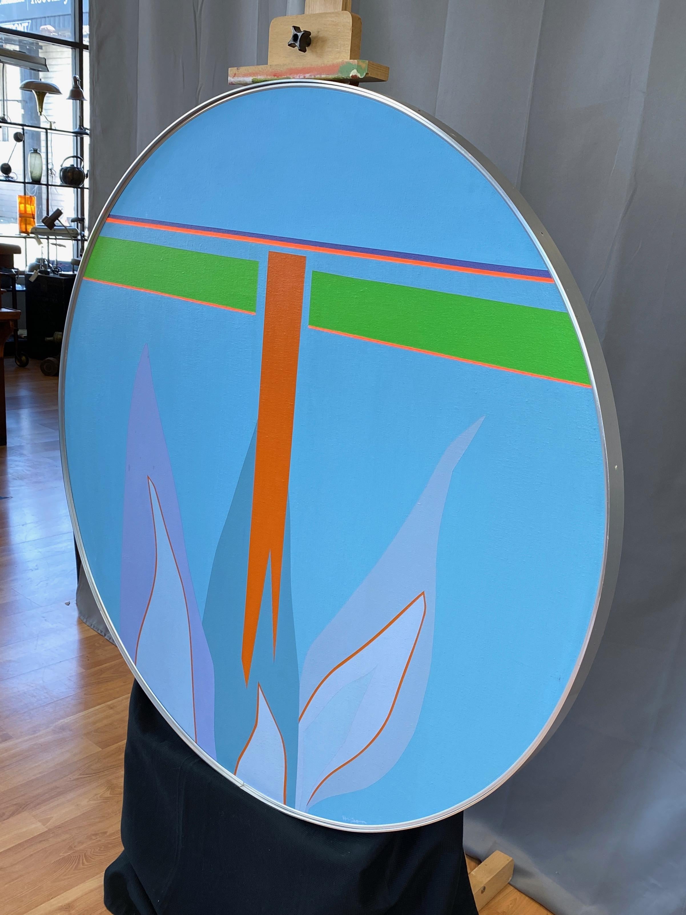 Brushed Jean Hyson “The Light Sown”, Large Round Abstract Minimalist Painting, 1969