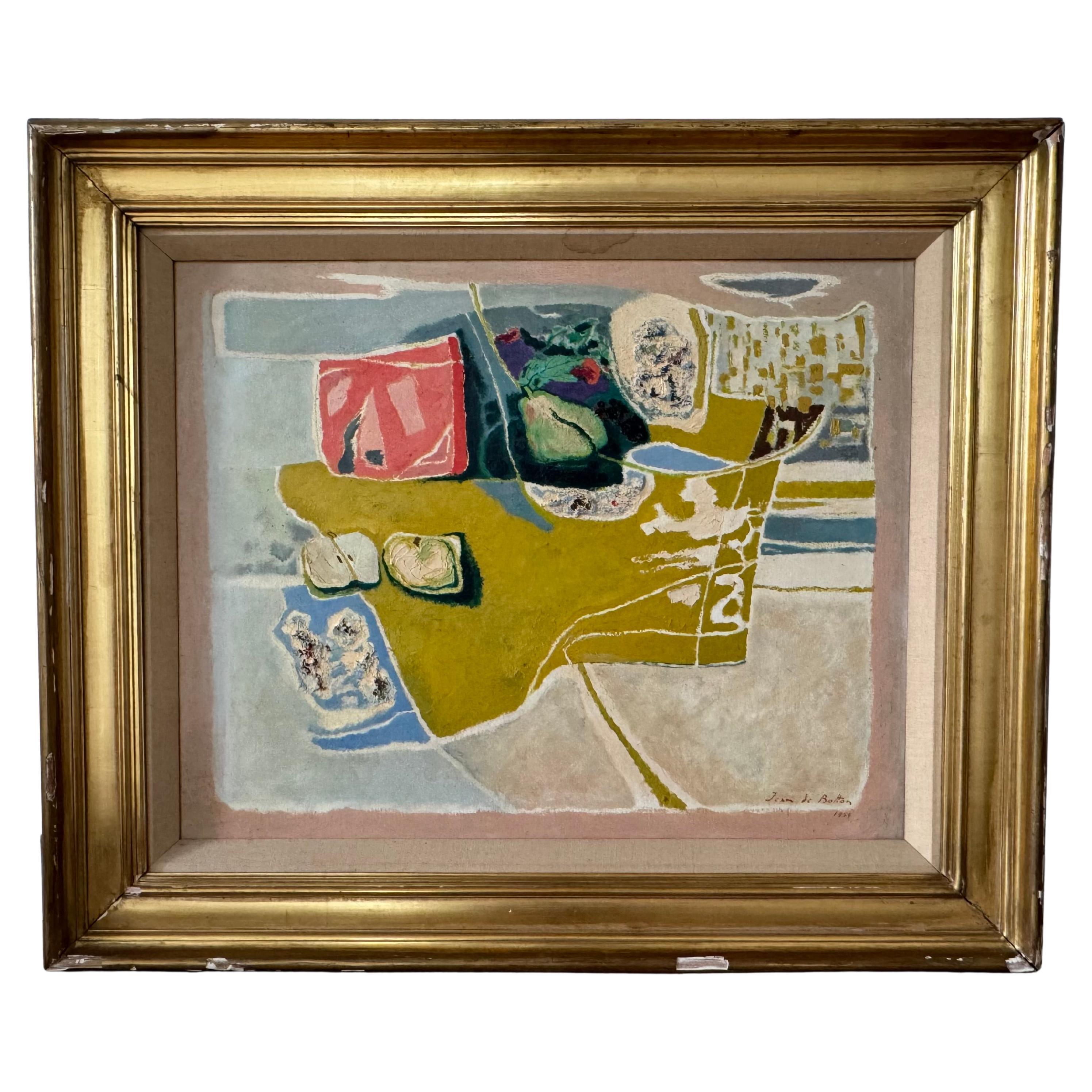 Jean Isy de Botton 1959 "Stillleben" Gemälde - Öl auf Leinwand "Divertissement"