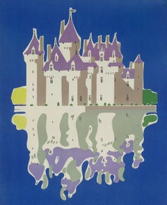 Affiche de voyage originale de Jean Jacquelin, Castles of the Loire, Chemins de fer, 1956