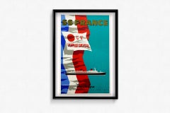 Circa 1960 Original poster by Jacquelin for the mythical liner ship : France