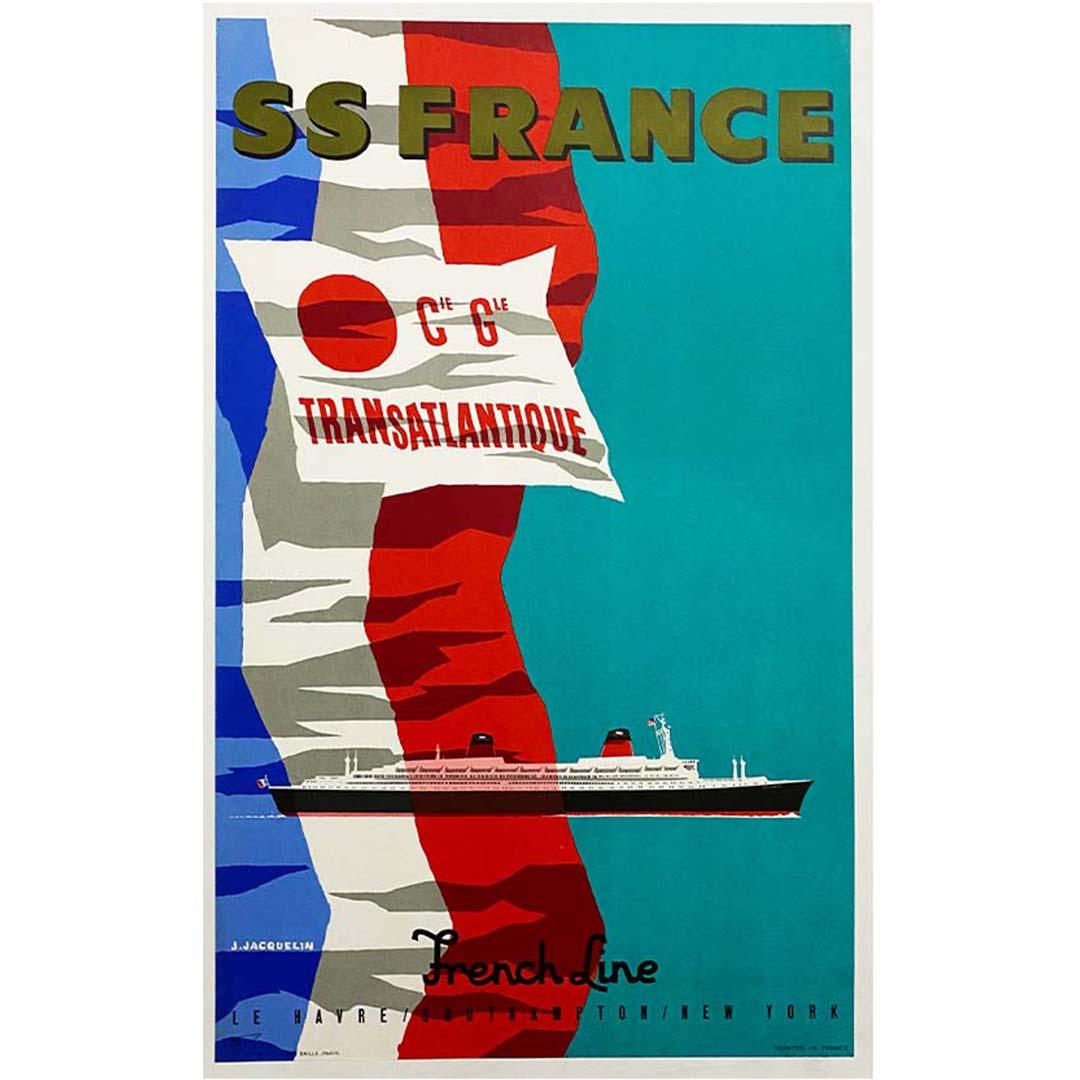 Affiche d'origine de Jacquelin datant d'environ 1960 pour le navire mythique à voile : France en vente 1