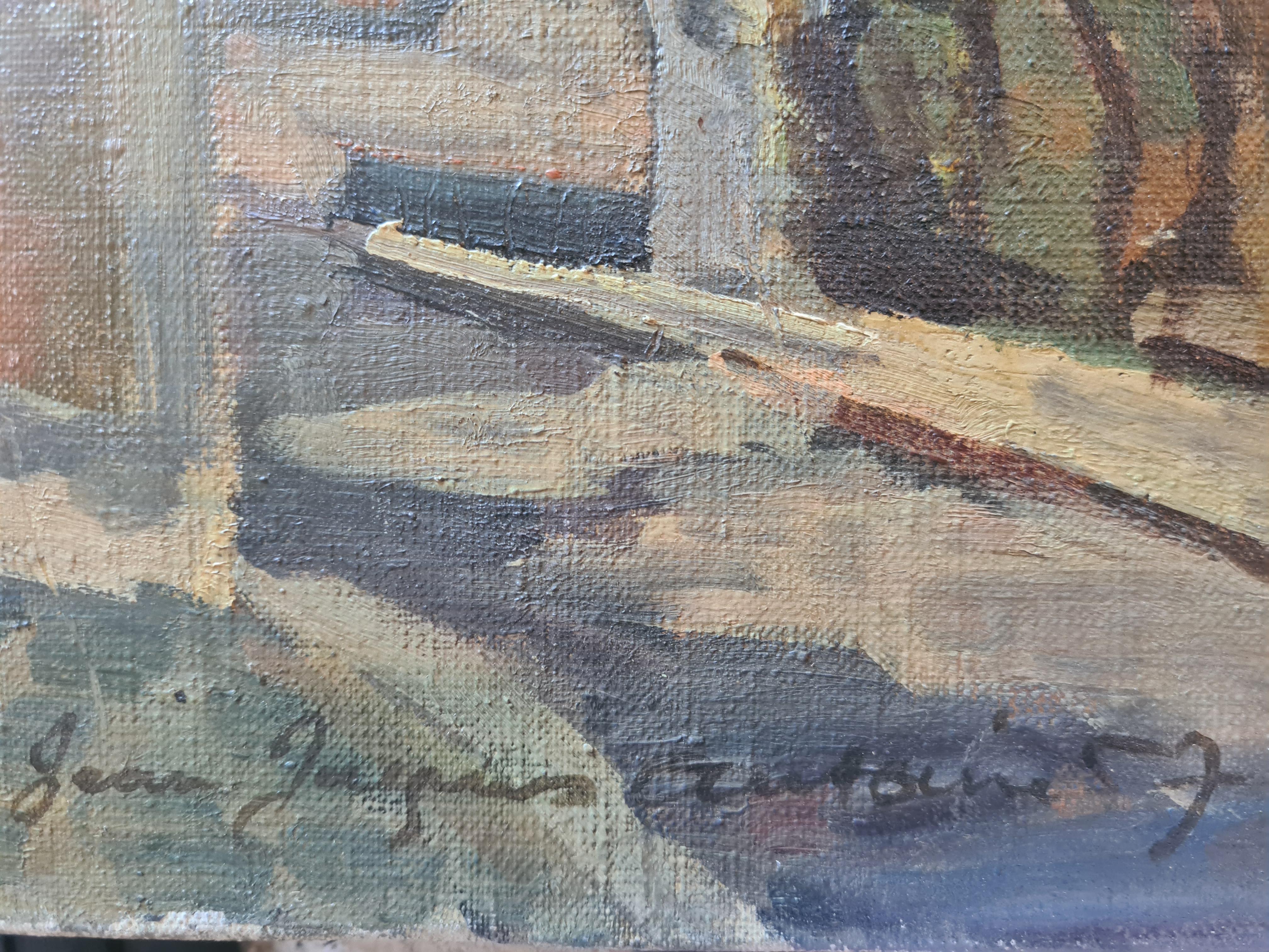 Huile post-impressionniste française Les rues de Paris cercle de Maurice de Vlaminck - Painting de Jean Jacques Antoine