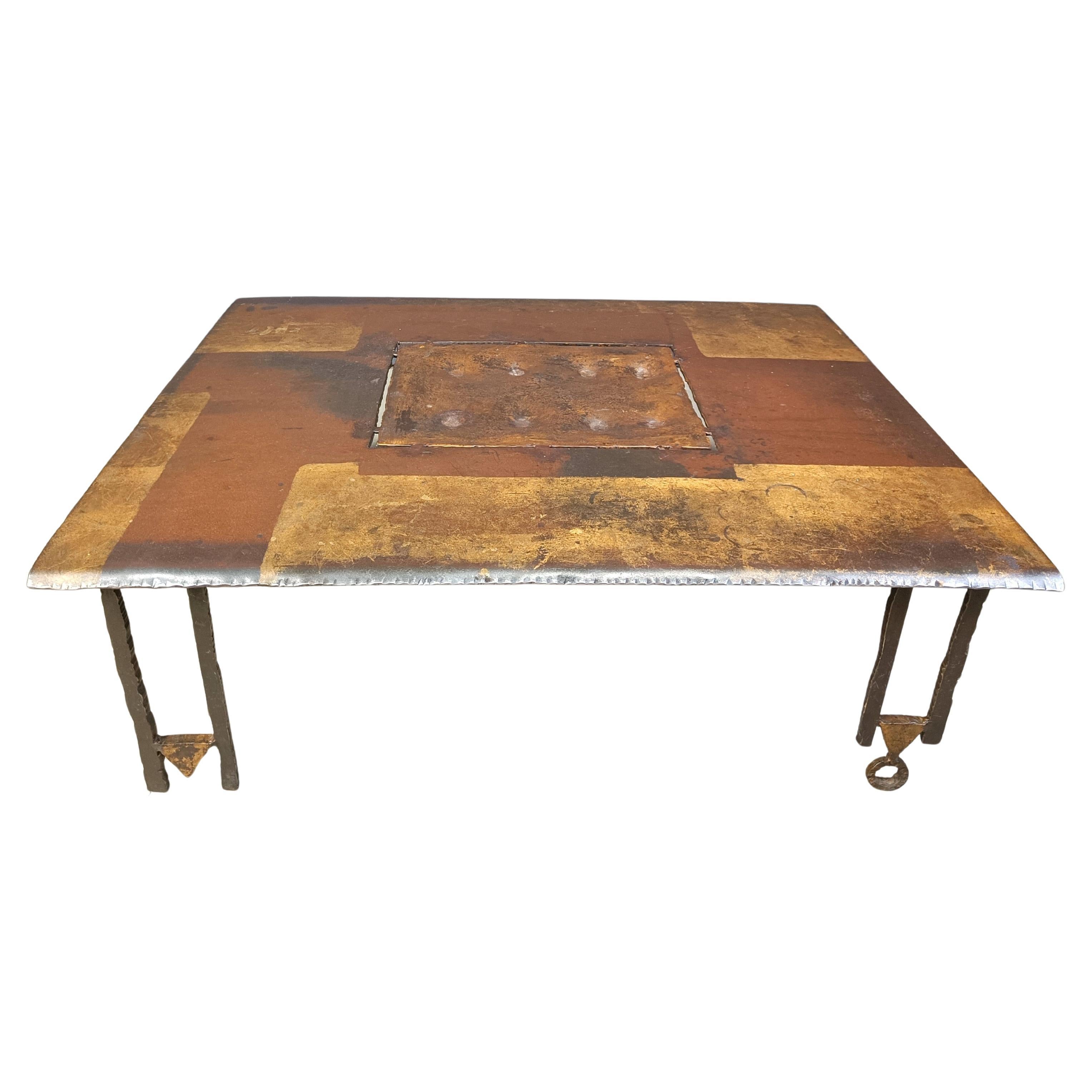 Jean-Jacques Argueyrolles Brutalist coffee table in sculpted steel, 1980s