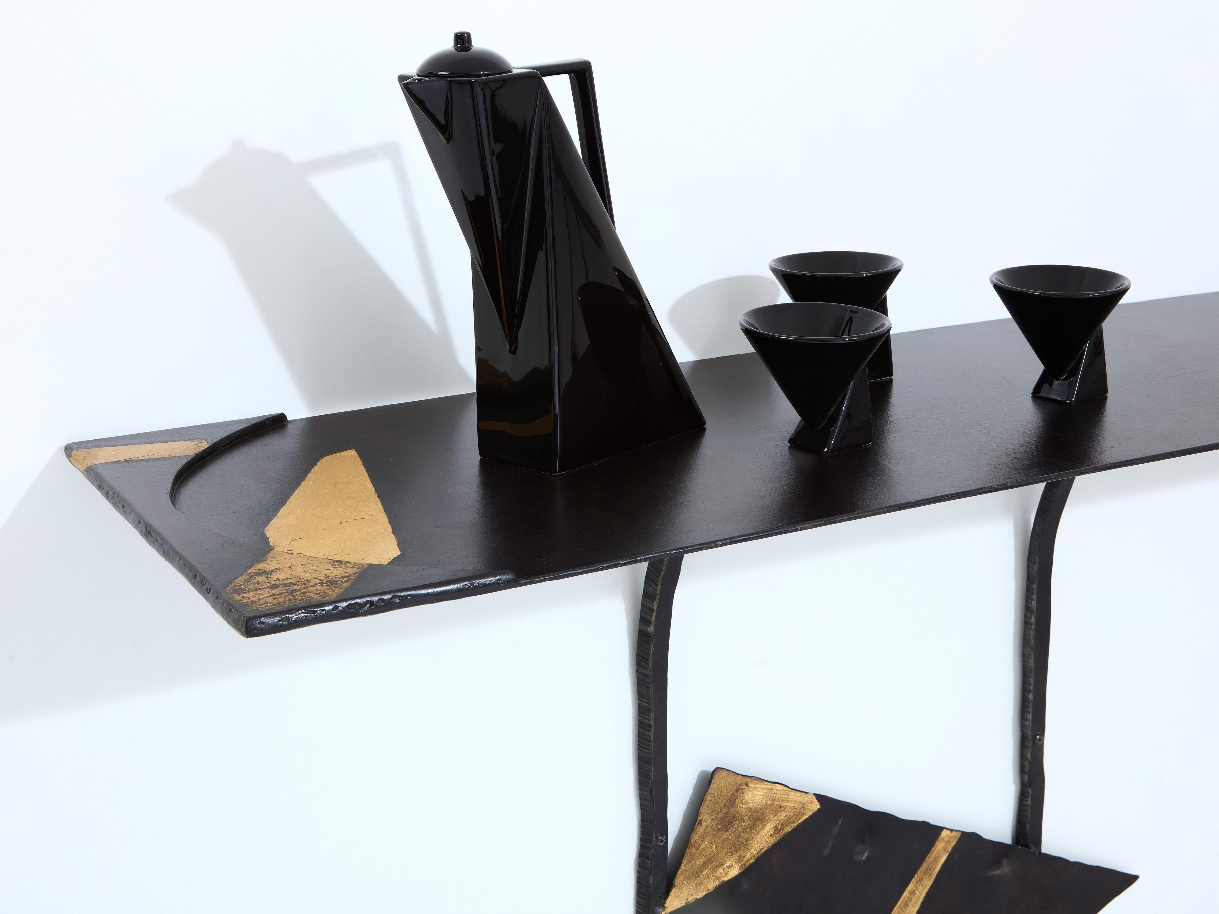 Jean-Jacques Argueyrolles brutalistische Konsolentische aus Schmiedeeisen 1990 im Angebot 2