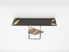 Jean-Jacques Argueyrolles Console Table Wrought Iron Gold Leaf, 1990