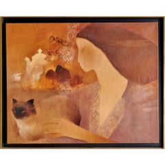 Óleo de Jean Jacques Balitran, Mujer en Siamoise, 1972
