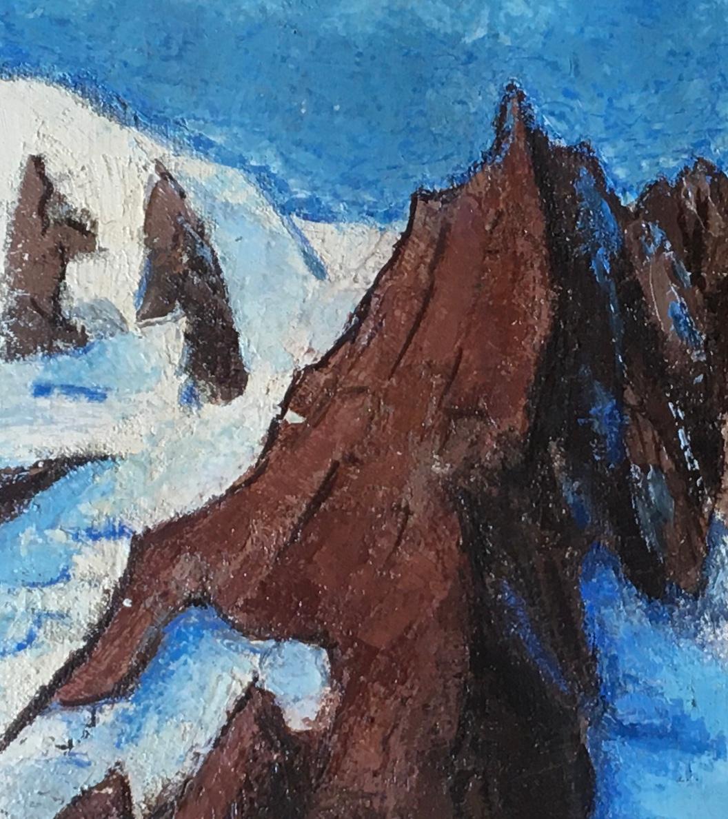 Aiguille du Plan, Shark's Tooth in Chamonix n°1 - Black Landscape Painting by Jean Jacques Boimond