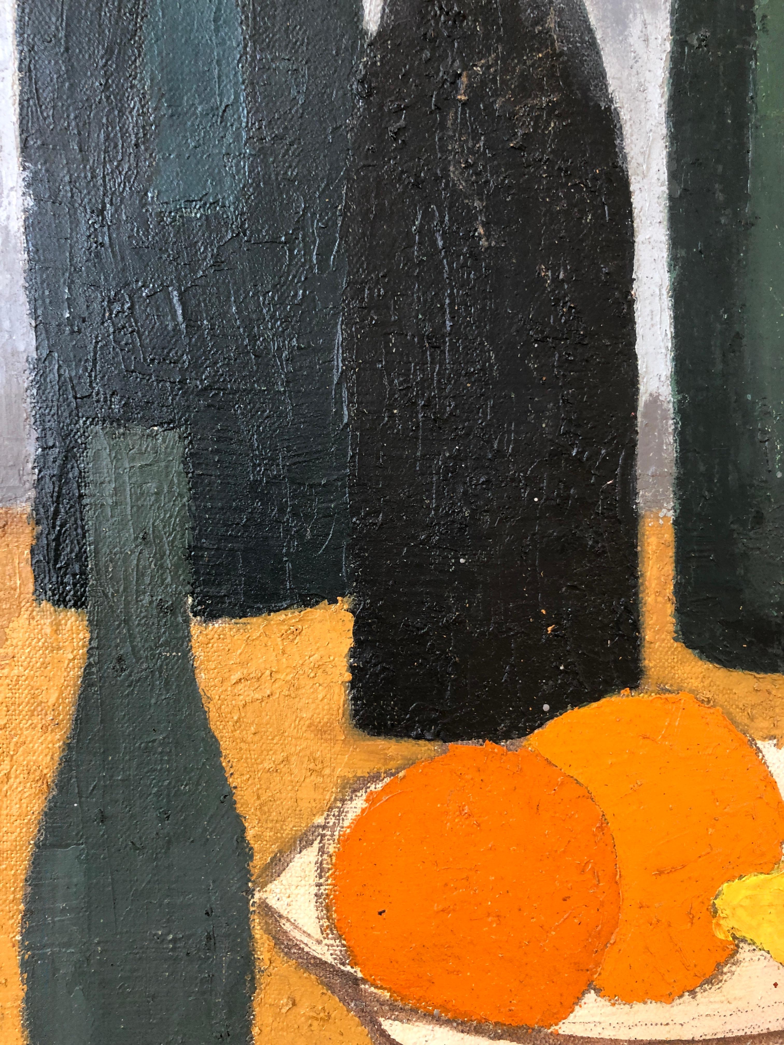 Bottiglie e tagli di arance e limoni - Painting Moderno di Jean Jacques Boimond