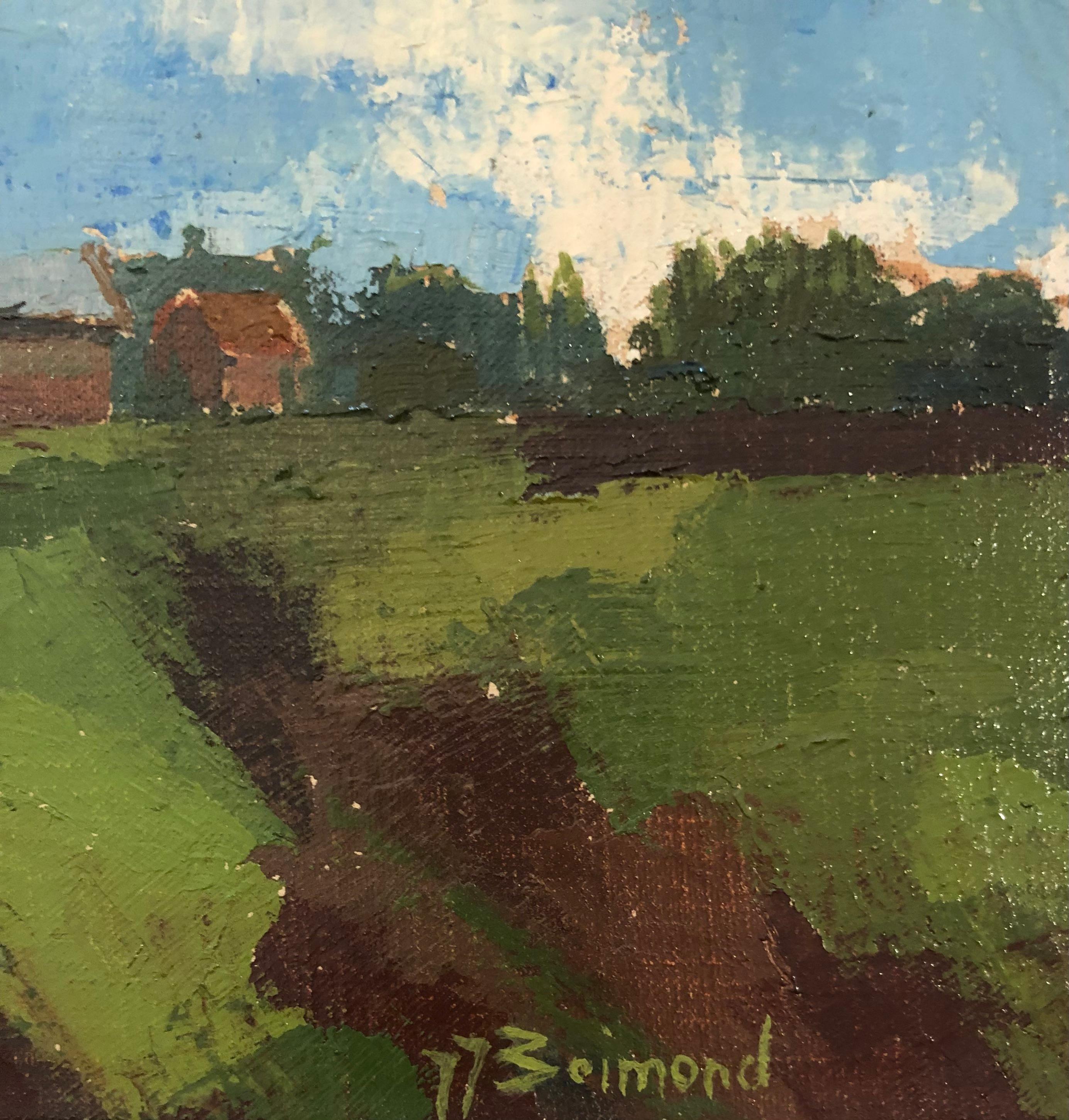 Paisaje de Moneuse - Landscape Painting Gris de Jean Jacques Boimond