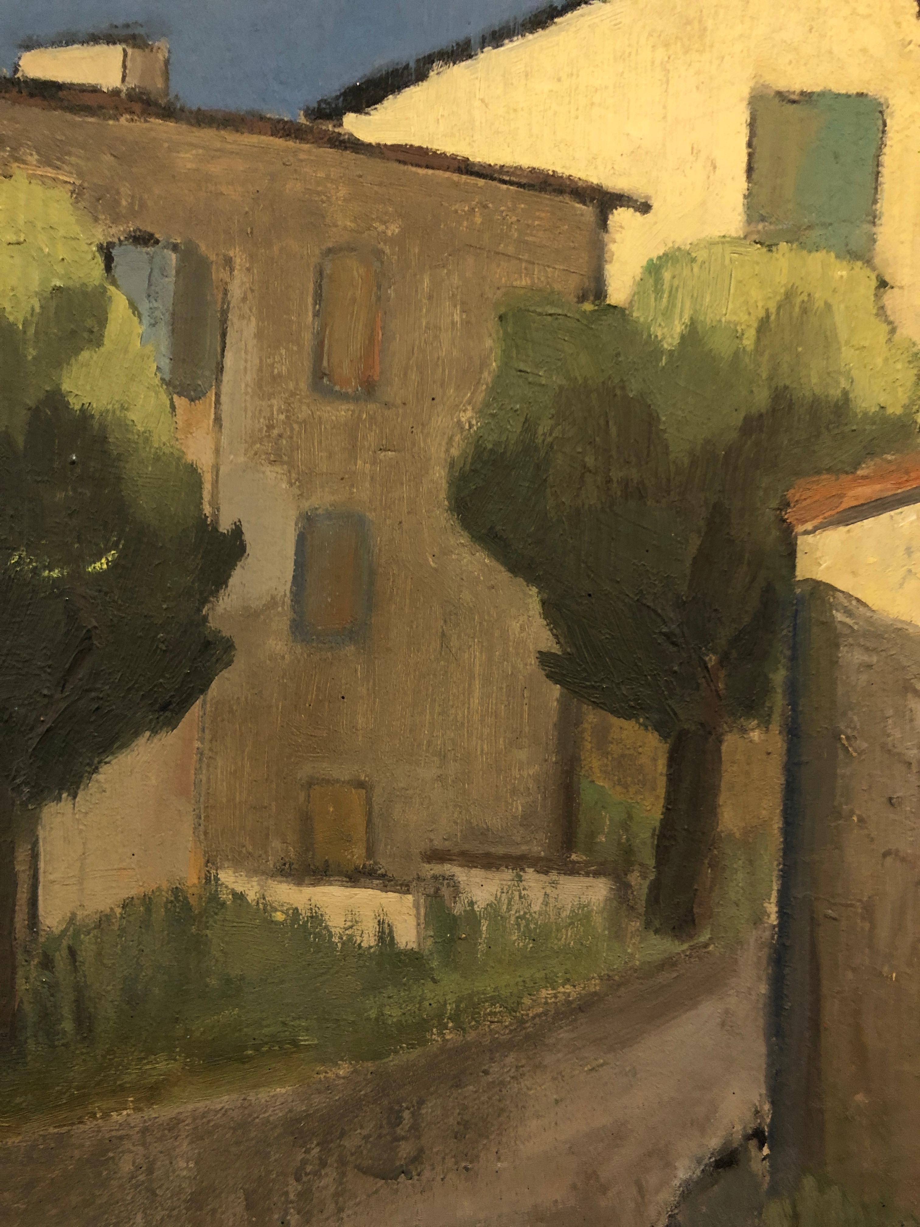 Maître Cornille Street - Gris Landscape Painting par Jean Jacques Boimond