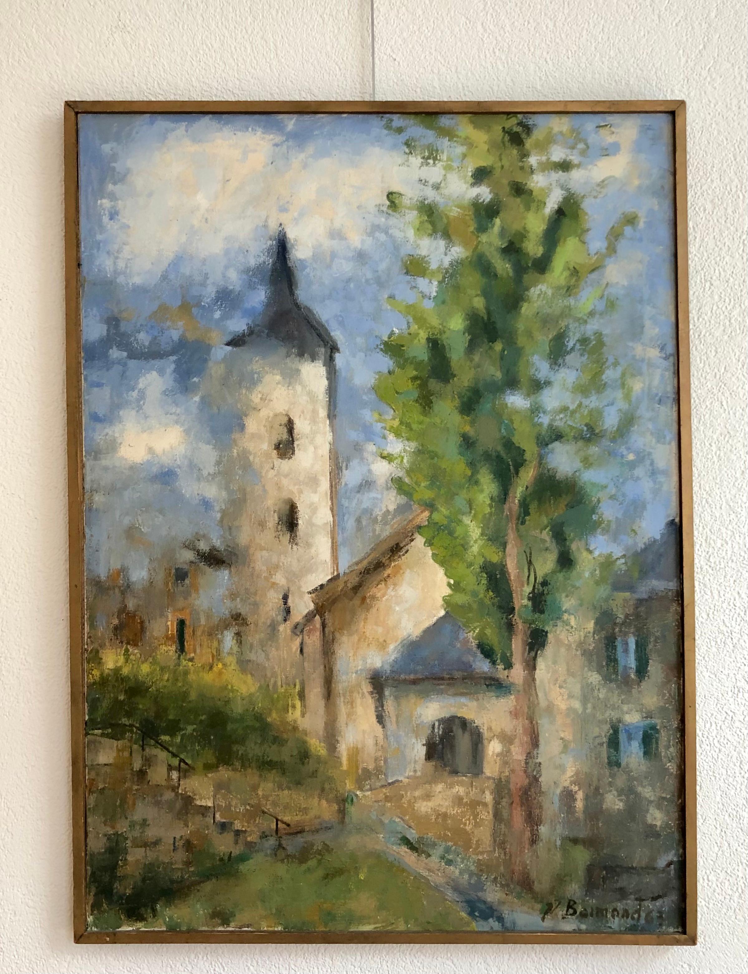 Scalinata ai piedi della chiesa - Painting di Jean Jacques Boimond