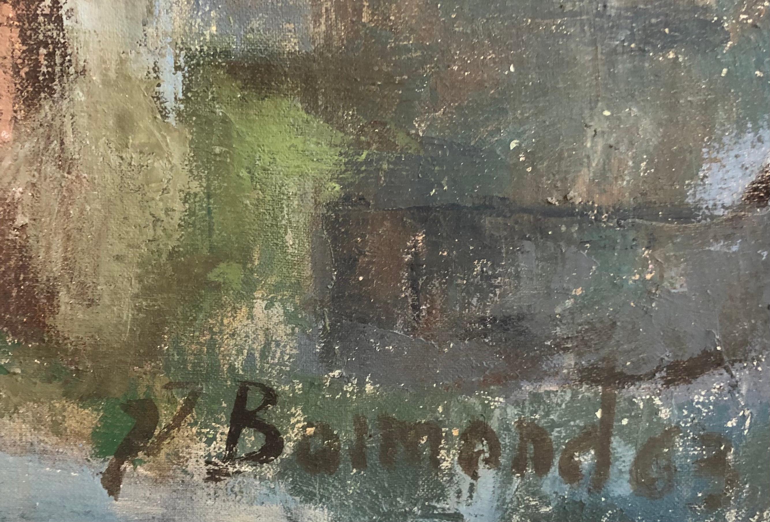 Scalinata ai piedi della chiesa - Painting Moderno di Jean Jacques Boimond