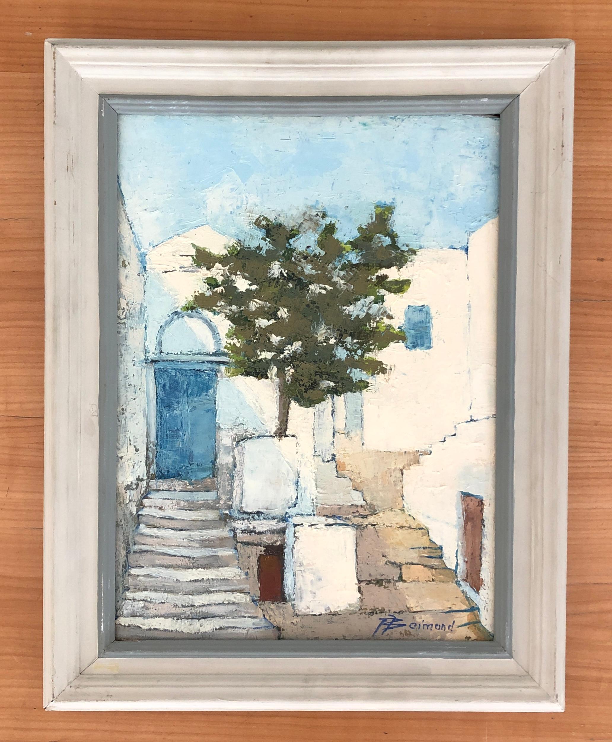 Staircase in Tinos, Greece - Painting by Jean Jacques Boimond