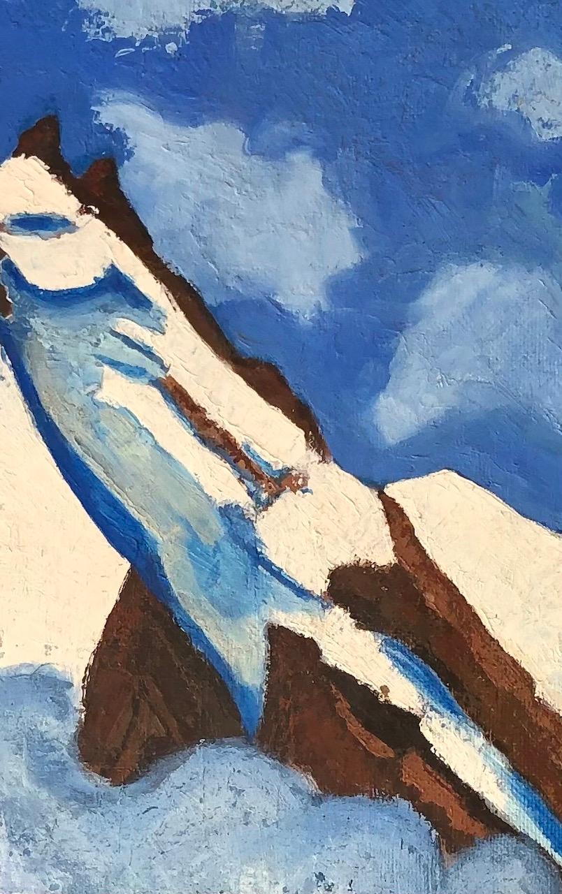 L'Aiguille du Midi - Landscape Painting Grigio di Jean Jacques Boimond