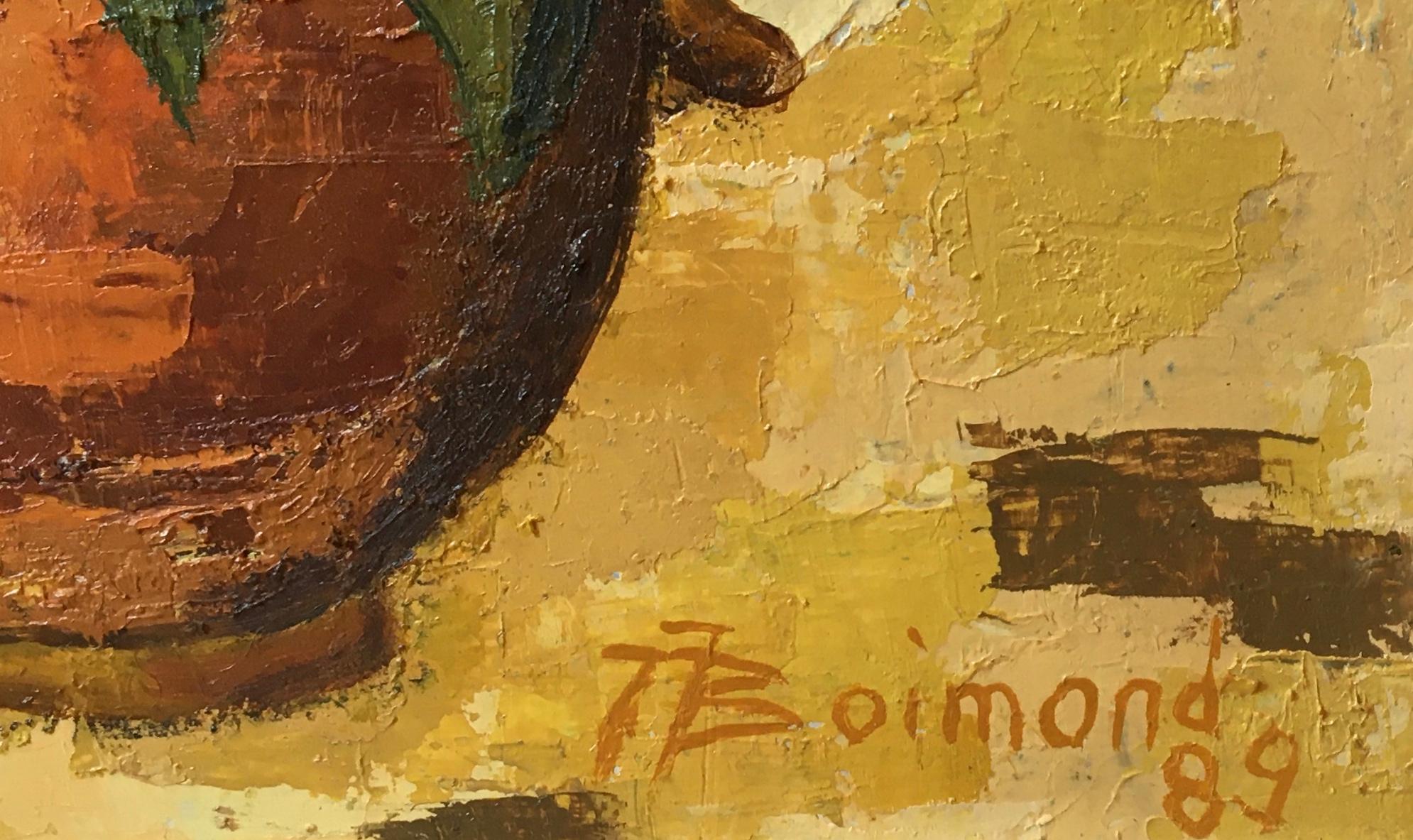 Fiori e pennelli bianchi - Still-Life Painting Marrone di Jean Jacques Boimond