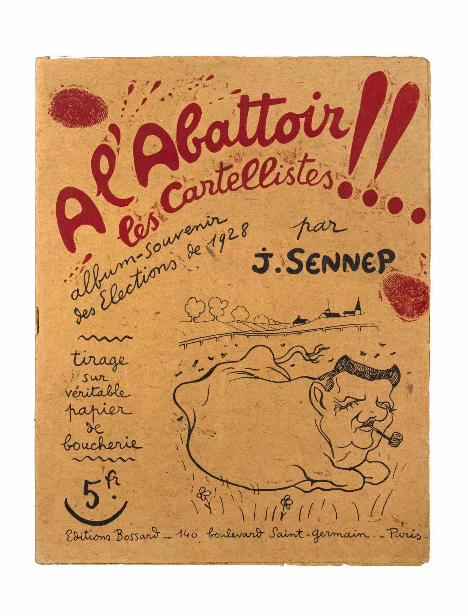 Jean-Jacques Charles Pennès Figurative Print - A L'Abattoir Les Cartellistes - Illustrated Book by Jean-Jacques C. Pennès- 1928