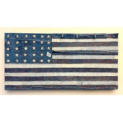 Jean denim américain pop art des années 1970, cousu à la main