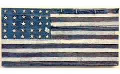 Vintage 1970s Pop Art Americana Patriotic American Flag Denim Jeans Hand Sewn 