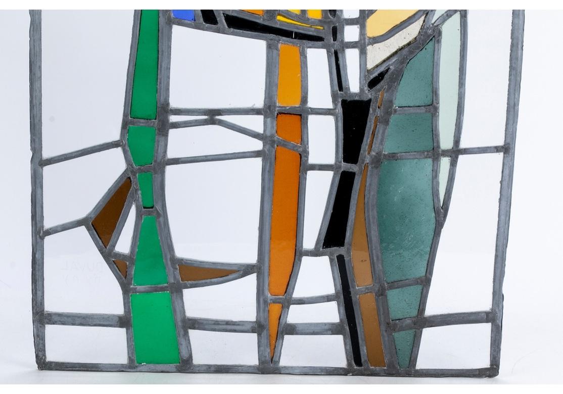 Abstraktes Fensterstück aus Glasmalerei von Jean-Jacques Duval (1930-2021) (Moderne der Mitte des Jahrhunderts) im Angebot