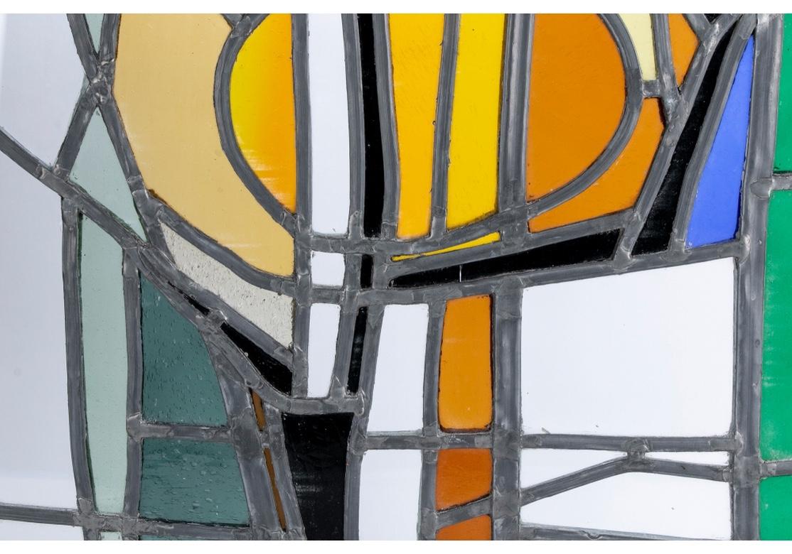 Abstraktes Fensterstück aus Glasmalerei von Jean-Jacques Duval (1930-2021) (amerikanisch) im Angebot